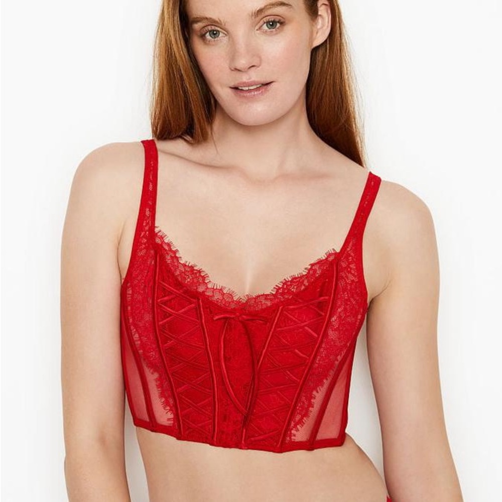 Victoria Secret Dream Angels Unlined Lace Up Corset Top Small